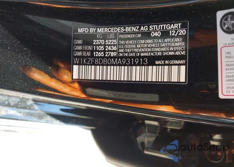 2021 Mercedes-Benz E 350 z USA, uszkodzony, nr VIN W1KZF8DB0MA931913